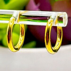 NWOT Stainless steel 18k gold plated 14 mm hoops